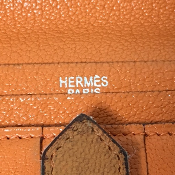 エルメス HERMES 長財布 ベアンスフレ シェーブル オレンジ 新型金具/シルバー金具 □J 財布の画像5
