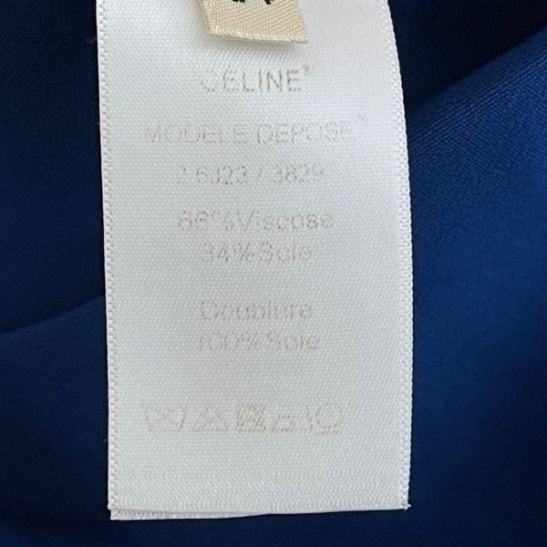 セリーヌ CELINE サイズ34 S - ダークネイビー レディース クルーネック/長袖/ひざ丈 美品 ワンピース_画像4