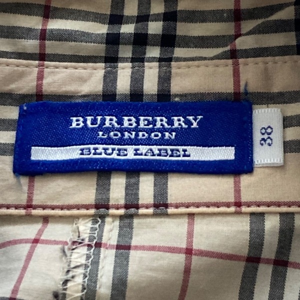 バーバリーブルーレーベル Burberry Blue Label 長袖シャツブラウス サイズ38 M - ベージュ×黒×レッド レディース チェック柄 トップス_画像3