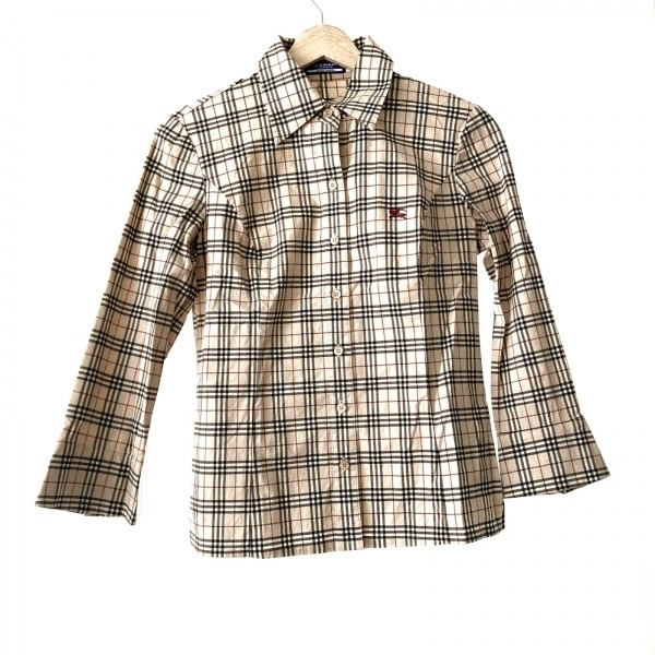 バーバリーブルーレーベル Burberry Blue Label 長袖シャツブラウス サイズ38 M - ベージュ×黒×レッド レディース チェック柄 トップス_画像1