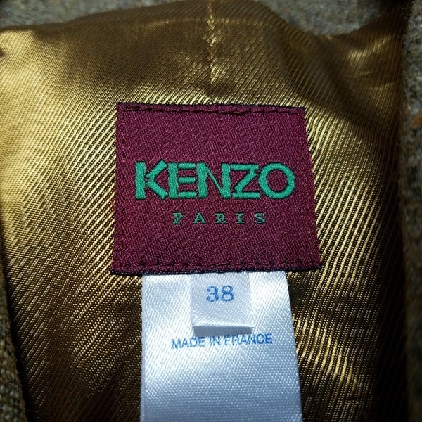 ケンゾー KENZO サイズ38 M - カーキ×ベージュ×マルチ レディース 長袖/ストライプ/秋/冬 ジャケット_画像3