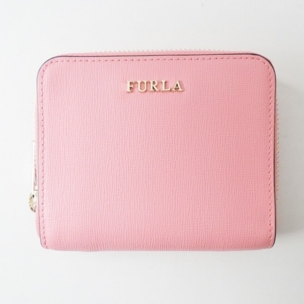フルラ FURLA 2つ折り財布 - レザー ピンク ラウンドファスナー 美品 財布