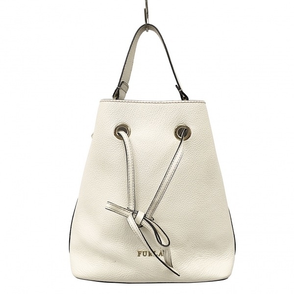  Furla FURLA handbag ko Stanza leather ivory pouch type bag 