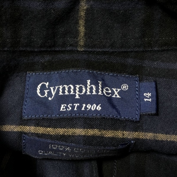 ジムフレックス Gymphlex サイズ14 XL - ダークネイビー×黒×ベージュ レディース レギュラーカラー/長袖/ひざ丈/シャツワンピ/チェック柄_画像3