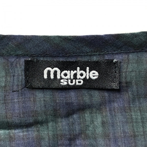 マーブルシュッド marble SUD - ネイビー×グリーン レディース 半袖/ひざ丈/チェック柄 ワンピース_画像3