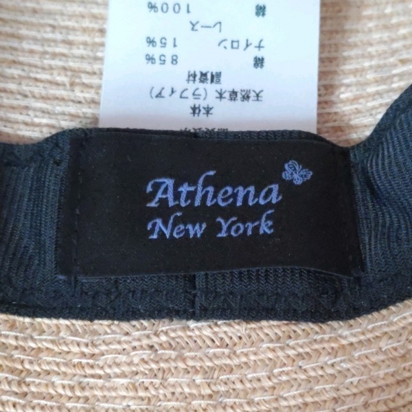 アシーナ Athena - ラフィア×コットン×ナイロン ナチュラル×白 帽子 (その他)/レース/フラワー(花)/バタフライ(蝶) 美品 帽子_画像5