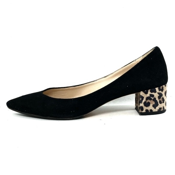  fabio rusko-niFABIO RUSCONI pumps 38 - suede black × multi lady's leopard print / out sole re-upholstering settled shoes 