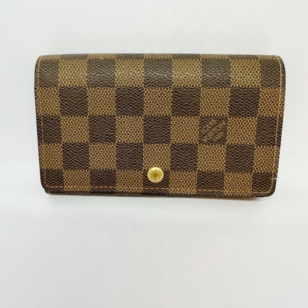 ルイヴィトン LOUIS VUITTON 2つ折り財布 N61730 ポルトモネビエトレゾール ■外側　⇒　合皮 ■内側　⇒　クロスグレインレザー エベヌ_画像1