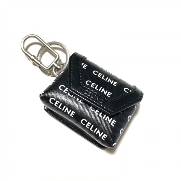 セリーヌ CELINE キーホルダー(チャーム) - レザー×金属素材 黒×白×シルバー バッグモチーフ キーホルダーの画像1