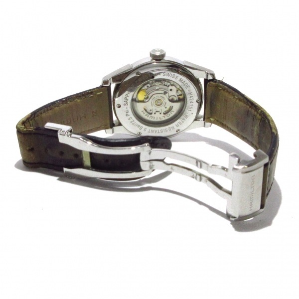 HAMILTON(ハミルトン) 腕時計 ジャズマスター スプリットオブリバティ H424151 メンズ SS/革ベルト/裏スケ 黒の画像6
