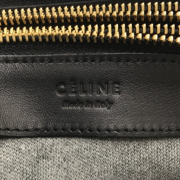 セリーヌ CELINE ショルダーバッグ トリオラージ ウール×レザー 黒×グリーン×マルチ チェック柄 バッグ_画像7