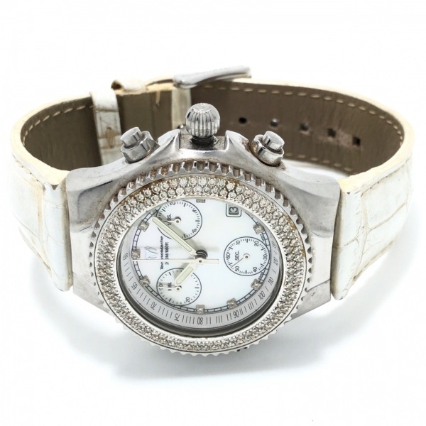  Technomarine wristwatch Techno diamond boys diamond index / diamond bezel / chronograph / rotation bezel white shell 