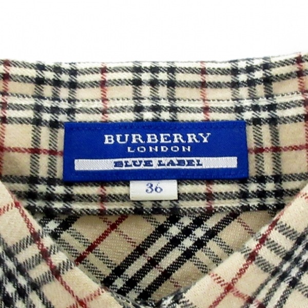 バーバリーブルーレーベル Burberry Blue Label 長袖シャツブラウス サイズ36 S - ベージュ×黒×マルチ レディース チェック柄 トップス_画像3
