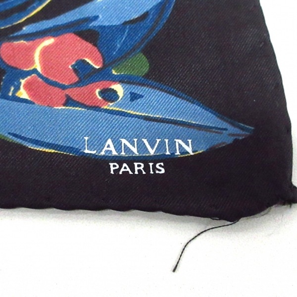 ランバン LANVIN - 黒×ブルーグレー×マルチ 花柄 美品 スカーフ_画像2