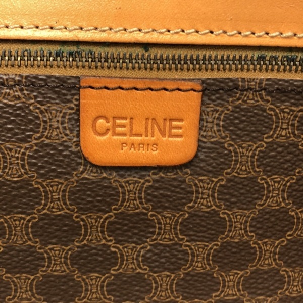 セリーヌ CELINE ボストンバッグ マカダム柄 PVC(塩化ビニール)×レザー ダークブラウン×ベージュ バッグ_画像7