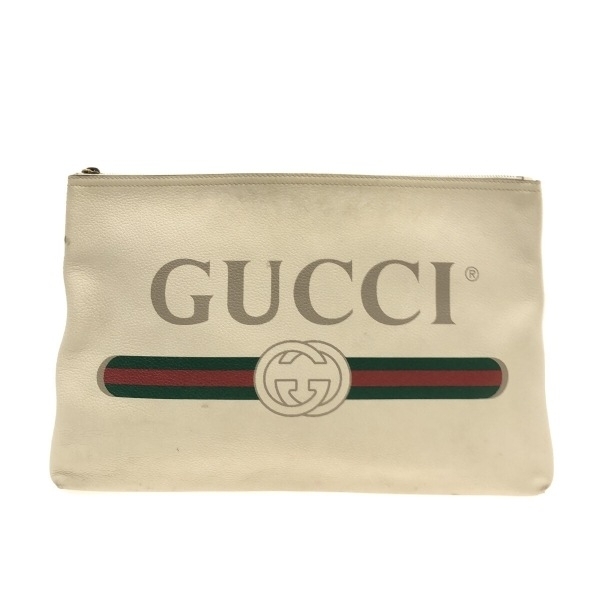 グッチ GUCCI クラッチバッグ 500984 グッチプリント レザー アイボリー×グレーベージュ×マルチ バッグ_画像1