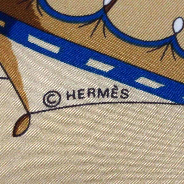 エルメス HERMES カレ90 アイボリー×ベージュ×マルチ OMBRELLES ET PARAPLUIES(日傘と雨傘) 美品 スカーフ_画像2