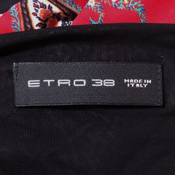 エトロ ETRO サイズ38 S - レッド×ライトパープル×マルチ レディース Vネック/七分袖/ひざ丈/ペイズリー柄 ワンピース_画像3