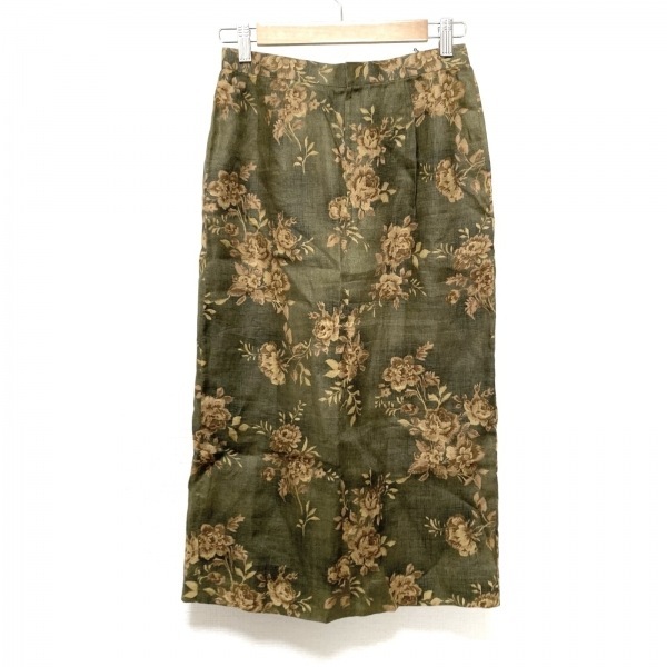 バーバリーズ Burberry's ロングスカート サイズ9 M - カーキ×ダークブラウン レディース 花柄 ボトムス_画像2