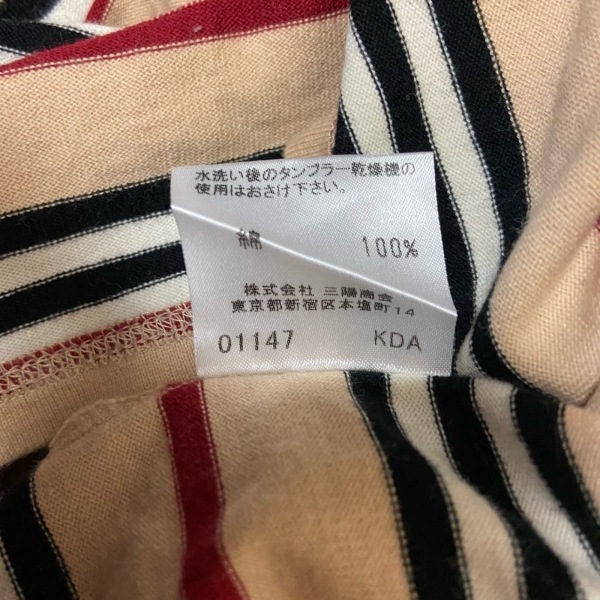 バーバリーロンドン Burberry LONDON 半袖カットソー サイズ160A - ベージュ×アイボリー×レッド レディース 開襟/ボーダー トップス_画像4