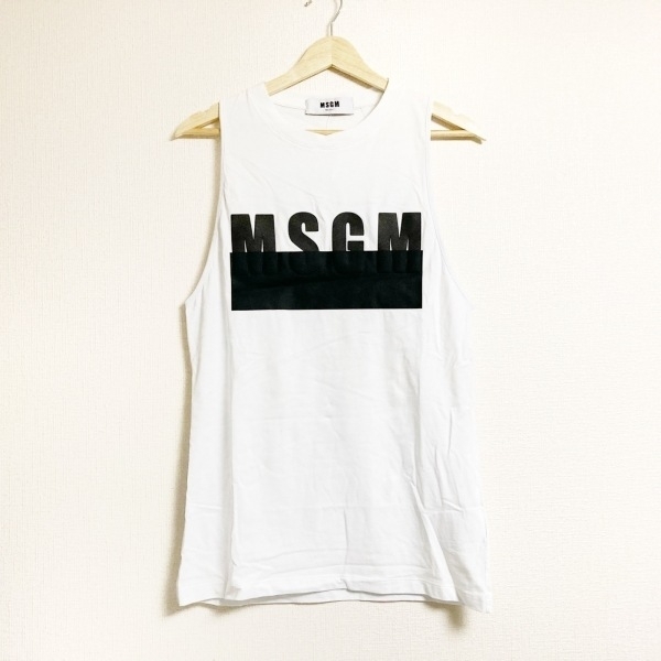 エムエスジィエム MSGM ノースリーブTシャツ サイズXS - 白×黒 レディース クルーネック トップス_画像1