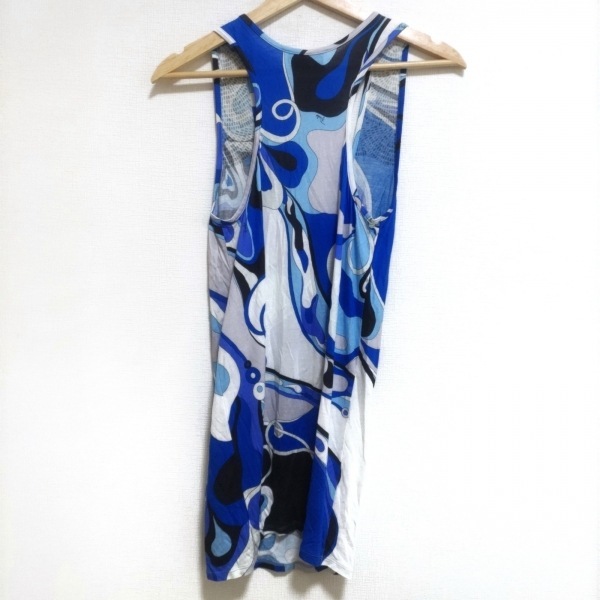  Emilio Pucci EMILIO PUCCI безрукавка cut and sewn размер 38 S - искусственный шелк голубой × белый × мульти- женский вырез лодочкой /biju- прекрасный товар 