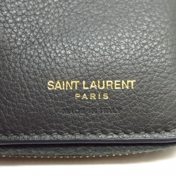 サンローランパリ SAINT LAURENT PARIS 2つ折り財布 635263 レザー×金属素材 ダークグレー×ゴールド ラウンドファスナー 財布_画像5