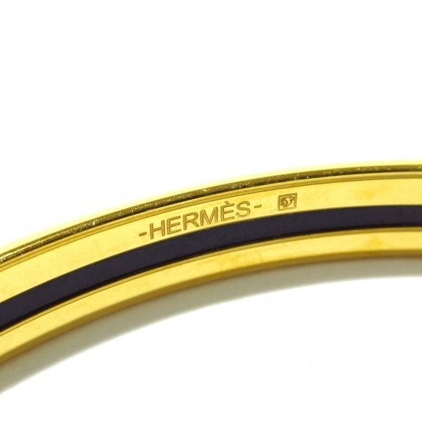エルメス HERMES バングル ユニ 金属素材 ゴールド×黒 FI1212 美品 アクセサリー（腕）_画像4