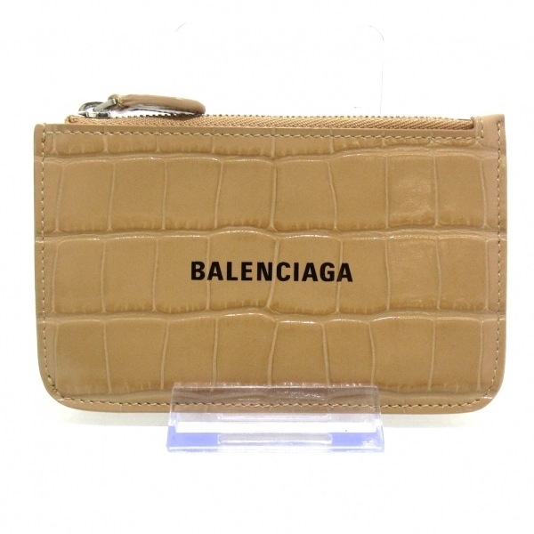  Balenciaga BALENCIAGA ячейка для монет 637130 - кожа бежевый × чёрный type вдавлено . обработка / футляр для карточек имеется прекрасный товар кошелек 