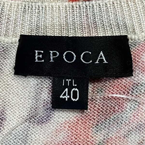 エポカ EPOCA 半袖セーター/ニット サイズ40 M - ライトピンク×レッド×マルチ レディース クルーネック/ウール/シルク/カシミヤ/花柄_画像3