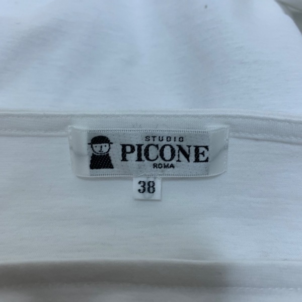 ピッコーネ PICONE 半袖Tシャツ サイズ38 S - 白 レディース クルーネック/スパンコール/ラインストーン 美品 トップス_画像3