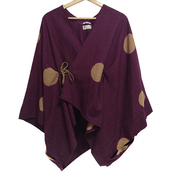  saw saw SOU*SOU cardigan - purple × beige lady's deformation sleeve / dot pattern tops 