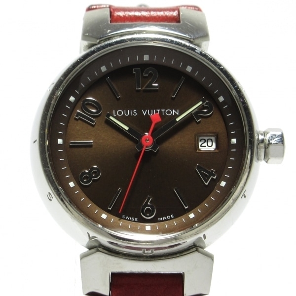LOUIS VUITTON(...)  наручные часы  ...  монограмма  Q1220  женский   кожа  ремень   темный   коричневый 