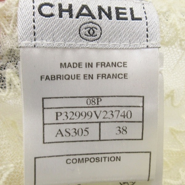 シャネル CHANEL 長袖シャツブラウス サイズ38 M P32999 - 綿、シルク アイボリー×黒 レディース シースルー 08P トップス_画像5