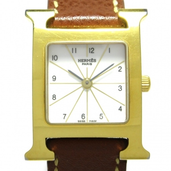 HERMES(エルメス) 腕時計 Hウォッチ HH1.201 レディース ゴールド金具/□F 白_画像1
