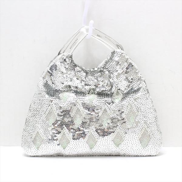  Anteprima ANTEPRIMA tote bag - spangled × plastic silver × clear Mini bag /CLINIQUE collaboration beautiful goods bag 