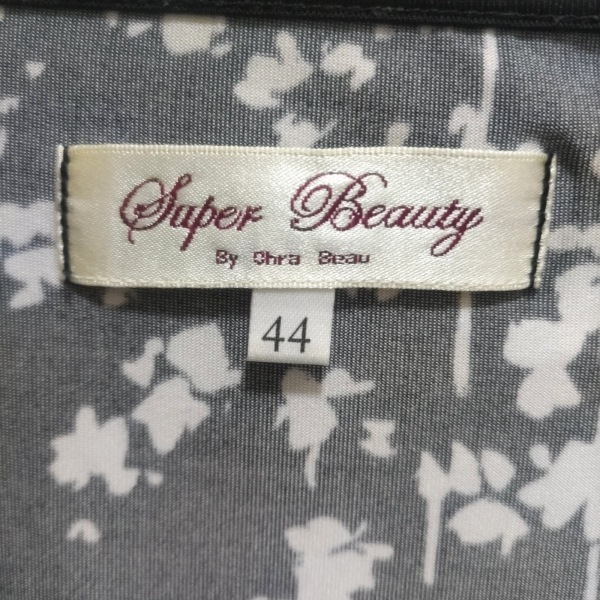 スーパービューティー SUPERBEAUTY サイズ44 L - 黒×白 レディース 半袖/ひざ丈/ビジュー/レース/花柄 ワンピース_画像3