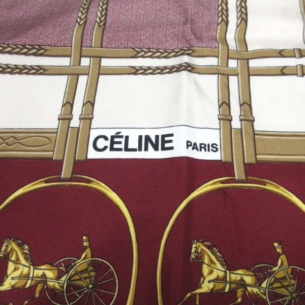 セリーヌ CELINE - ボルドー×アイボリー×マルチ 馬車 スカーフ_画像2
