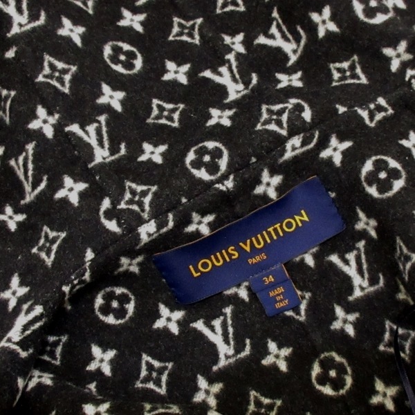 ルイヴィトン LOUIS VUITTON サイズ34 S 1A4PE5/FGCO40QWE フーデッドラップコート 黒 レディース 長袖/モノグラム柄/冬 コート_画像8