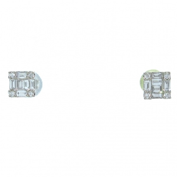 磨き済み■ベルシオラ BELLESIORA ピアス 40112312002 スクエアコレクション Pt950×Pt900×ダイヤモンド ダイヤ総0.30カラットの画像1