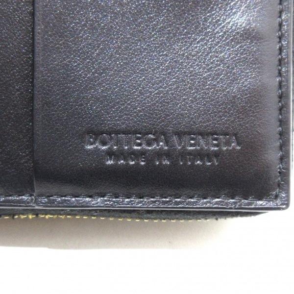 ボッテガヴェネタ BOTTEGA VENETA 2つ折り財布/ミニ/コンパクト 701458 スモール カセット,マキシイントレチャート レザー 黒 RFID確認済みの画像5