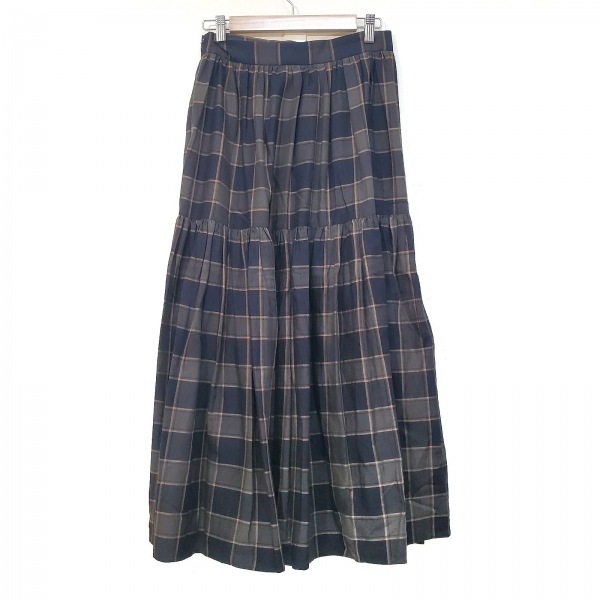 verumeiyupa- Iena VERMEIL par iena long skirt size 38 M - black × gray × Brown lady's check pattern bottoms 