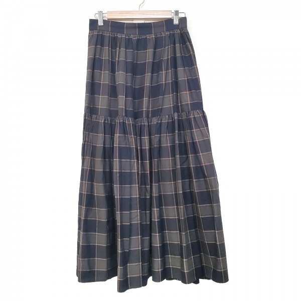 verumeiyupa- Iena VERMEIL par iena long skirt size 38 M - black × gray × Brown lady's check pattern bottoms 
