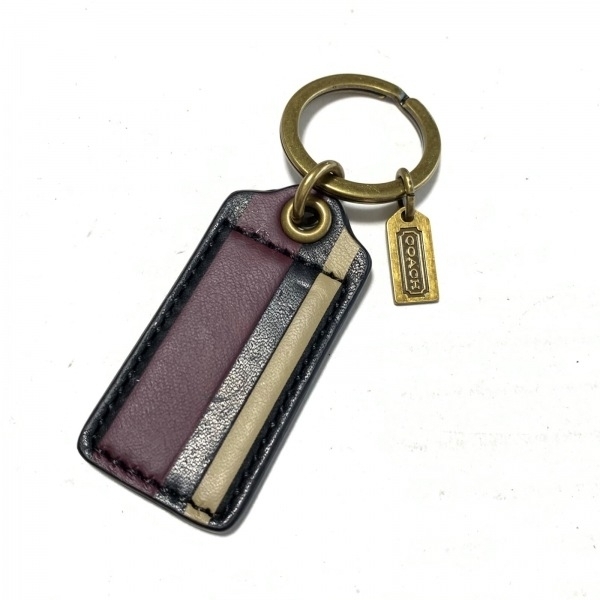  Coach COACH key holder ( charm ) - leather × metal material bordeaux × black × multi key holder 