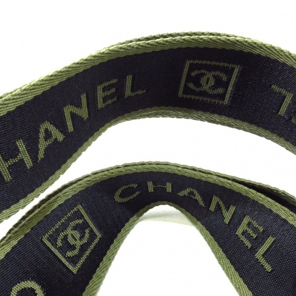 シャネル CHANEL ボストンバッグ スポーツライン ナイロン 黒×カーキ 刺繍/シルバー金具/本体ロックなし 10番台 バッグ_画像8