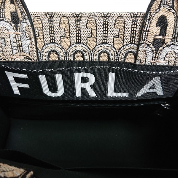 フルラ FURLA トートバッグ - ジャガード×レザー ベージュ×黒×白 美品 バッグの画像8