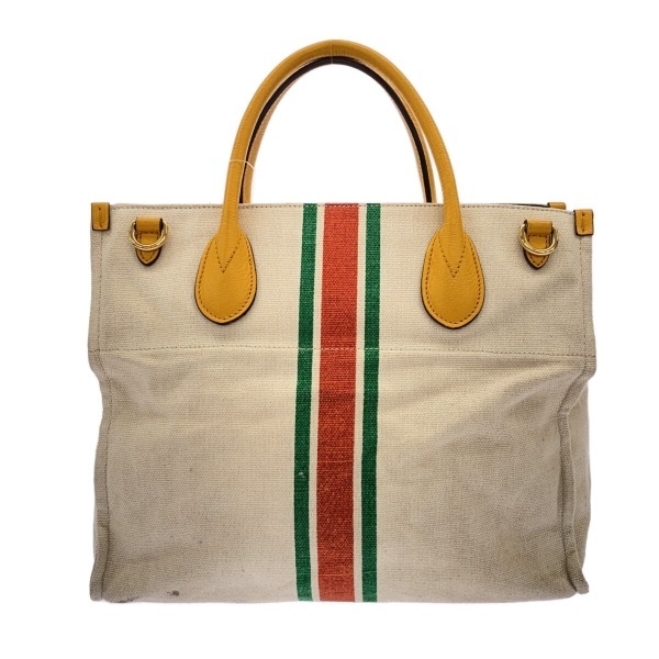 グッチ GUCCI トートバッグ 657422 インターロッキングG,シェリー(ウェブ) 麻×レザー アイボリー×ライトブラウン バッグ_画像3