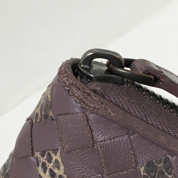 ボッテガヴェネタ BOTTEGA VENETA 長財布 アイヤーズ レザー×パイソン パープル×ベージュ×ダークブラウン ラウンドファスナー 財布_画像6