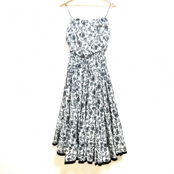  Mali is MARIHA - white × black × dark gray lady's bare top dress / maxi height / floral print One-piece 