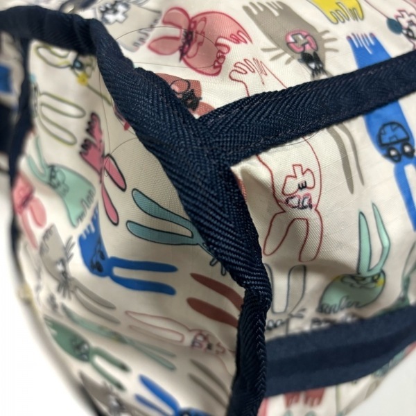 レスポートサック LESPORTSAC ボストンバッグ - レスポナイロン 白×ダークネイビー×マルチ Peter Jensen/本体ロックなし 美品 バッグ_画像5